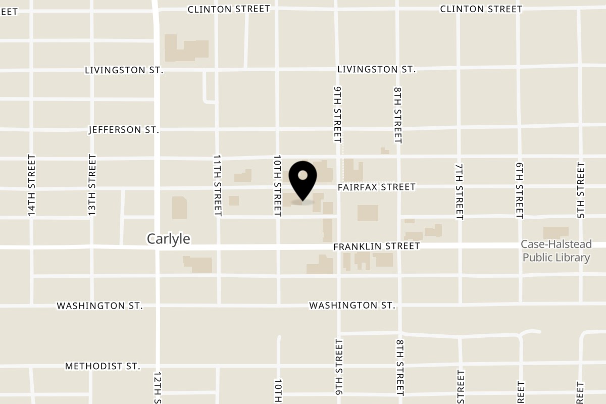 Map showing the location of Dough Boys Pizzeria American and Italian Foods on 960 Fairfax St in Carlyle